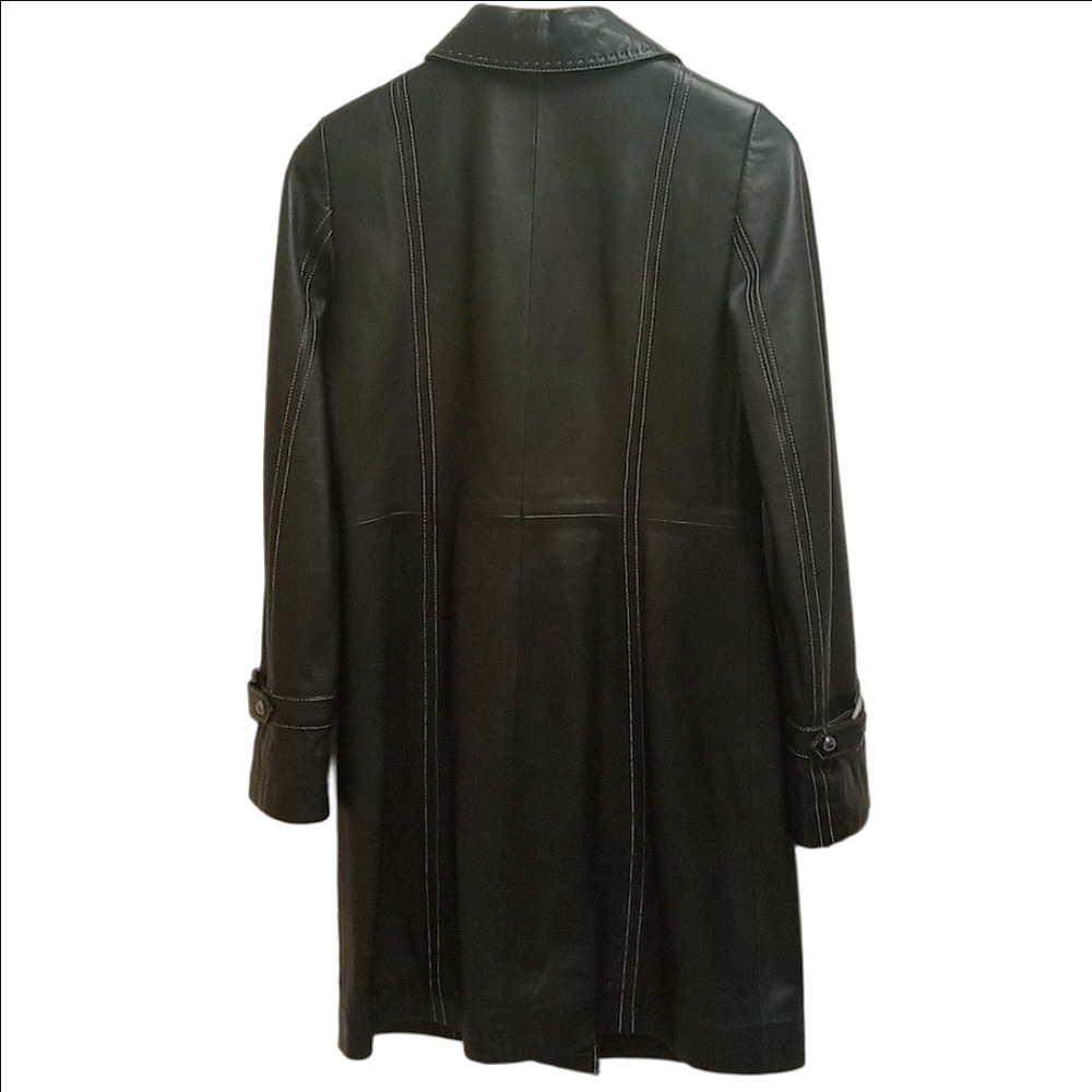 🆕 OVERLAND "MIA" BLACK ITALIAN LAMB LEATHER WOMEN'S TRENCH COAT - Picture 12 of 16